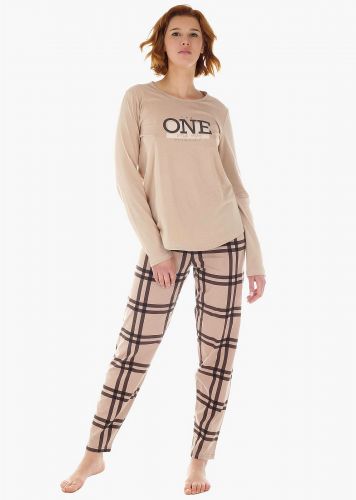 Γυναικεία ανοιξιάτικη πιτζάμα Vienetta "The one" καρό παντελόνι