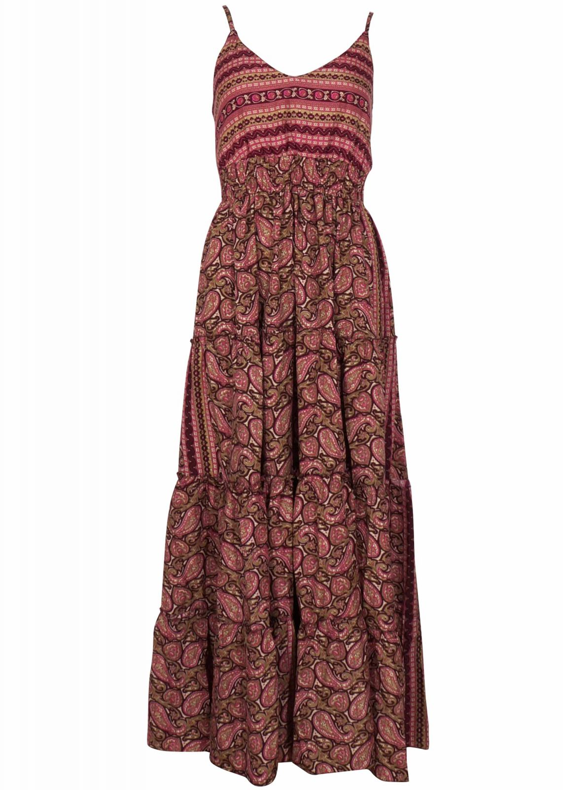 Γυναικεία φόρεμα maxi all print με βολάν. Bohemia Style. ΡΟΖ 3430-19321