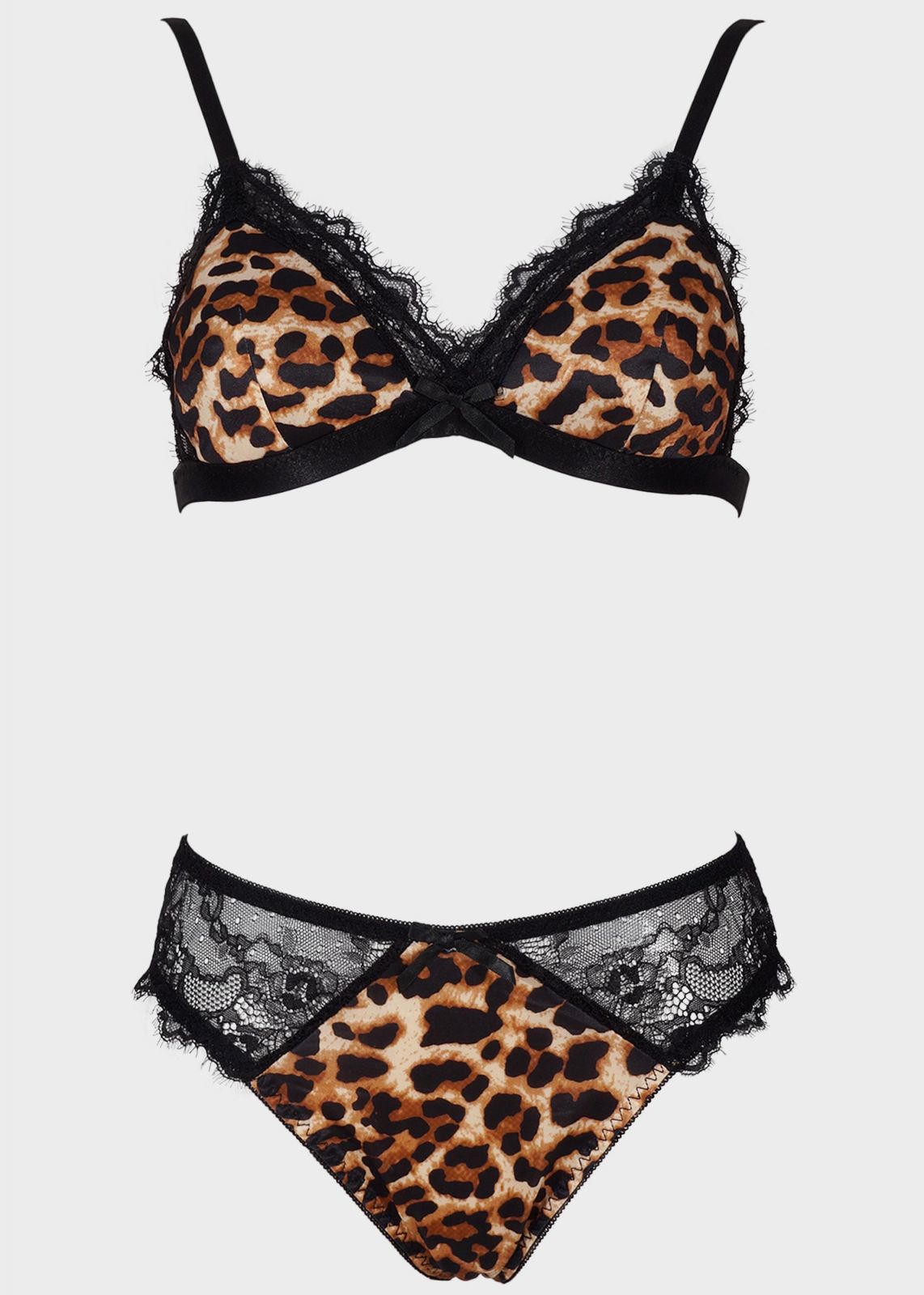 Γυναικείο set animal print bra ενσωματωμένη επένδυση brazil λεπτομέρειες δαντέλας. Sensual Style