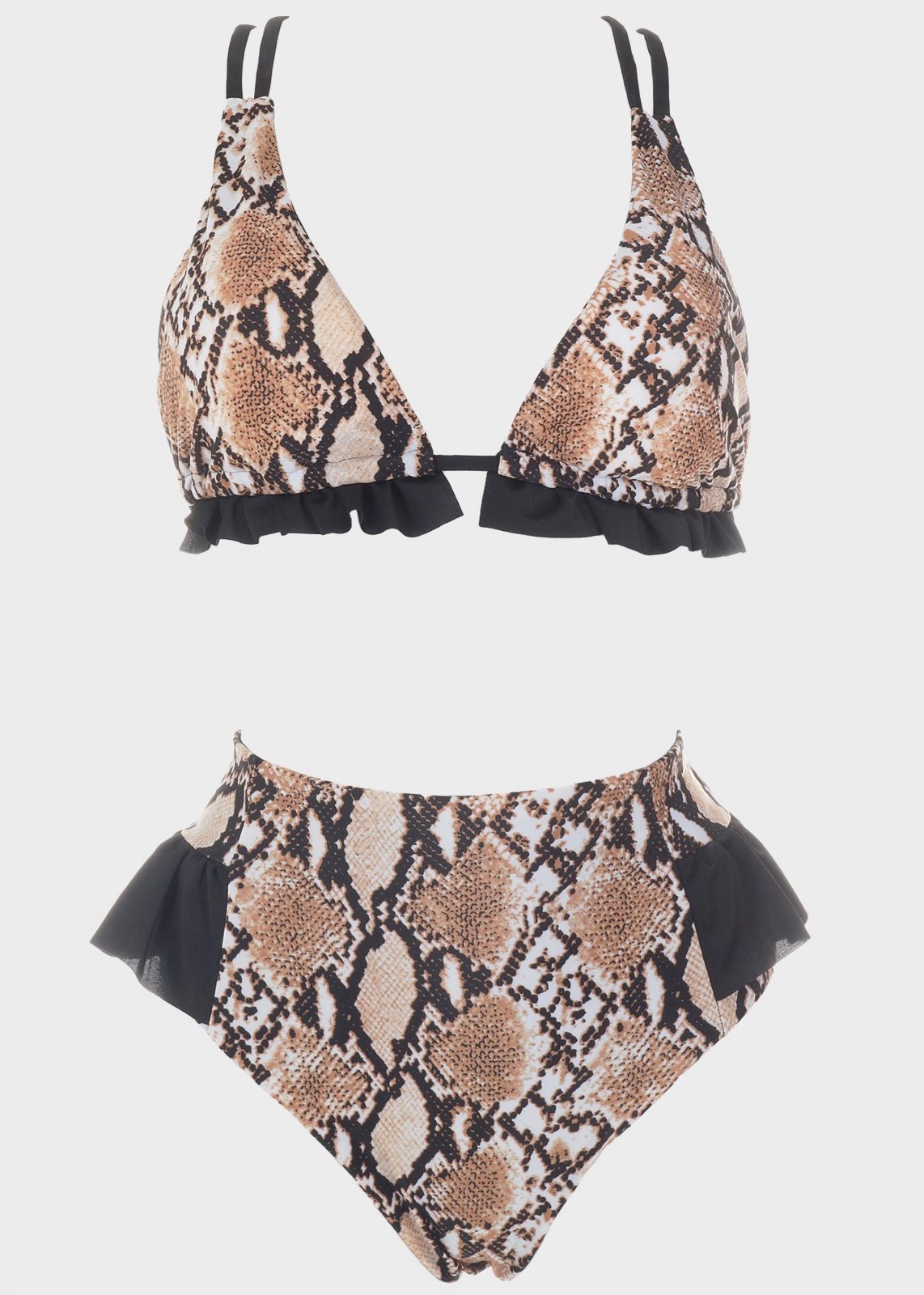 Γυναικείο σετ μαγιό bikini τριγωνάκι animal print.Καλύπτει B CUP