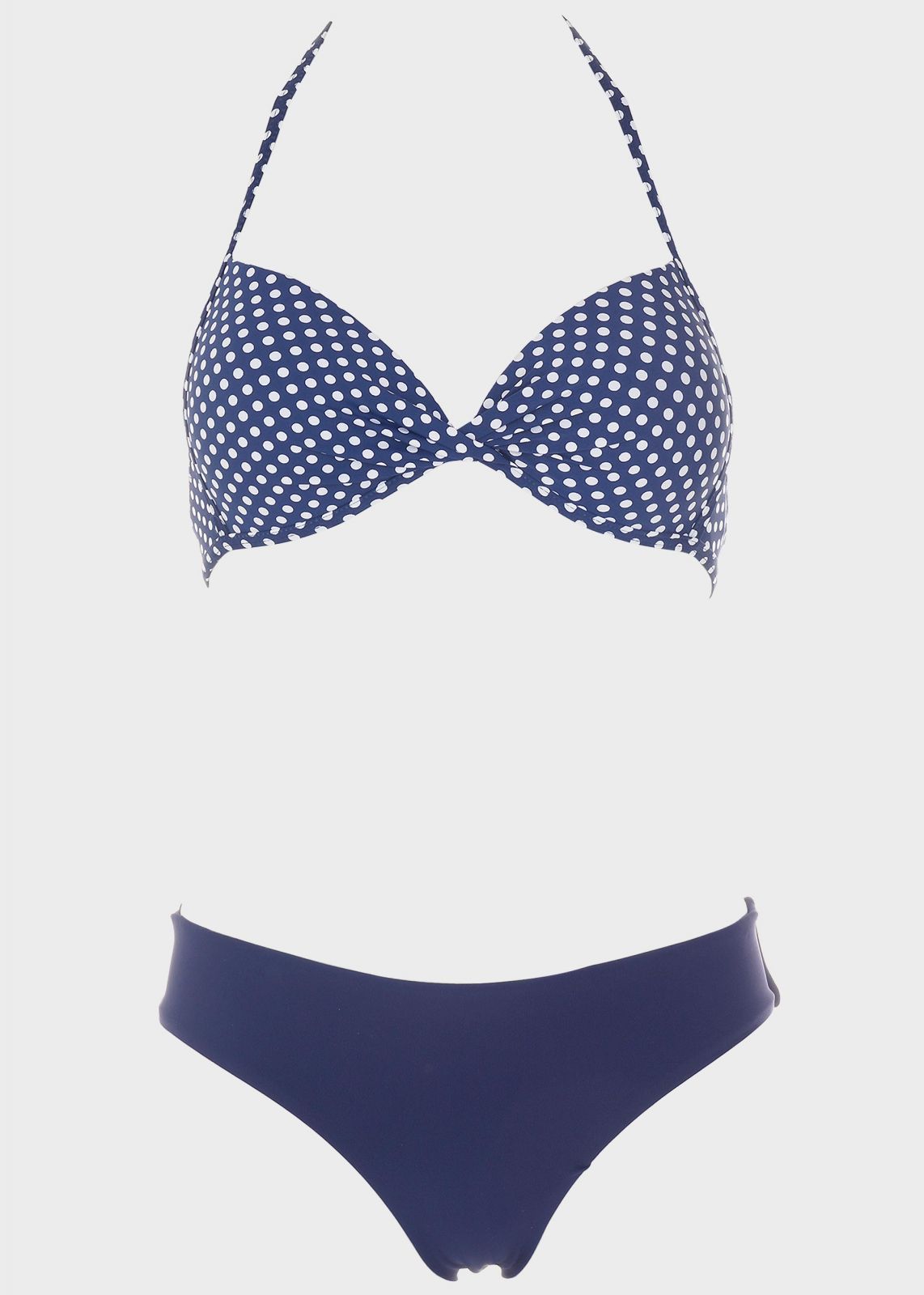 Γυναικείο σετ μαγιό bikini δετό print pois.Καλύπτει B CUP