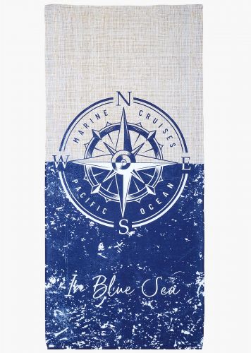 Πετσέτα θαλάσσης print τύπου ψάθα In blue sea