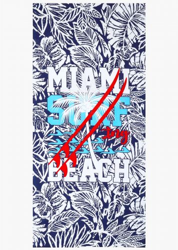 Πετσέτα θαλάσσης all print μοτίβο με φύλλα Miami surfing beach