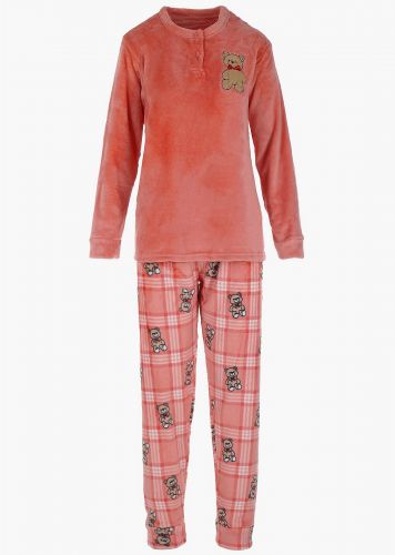 Γυναικεία πιτζάμα coral fleece all print παντελόνι