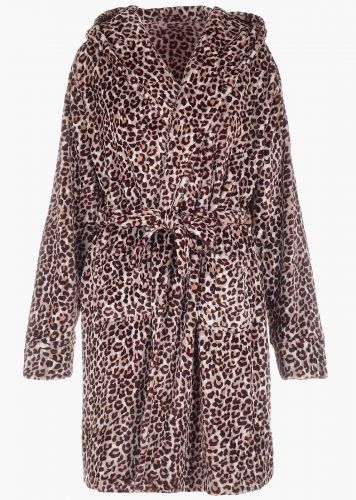 Γυναικεία ρόμπα coral fleece με κουκούλα animal print