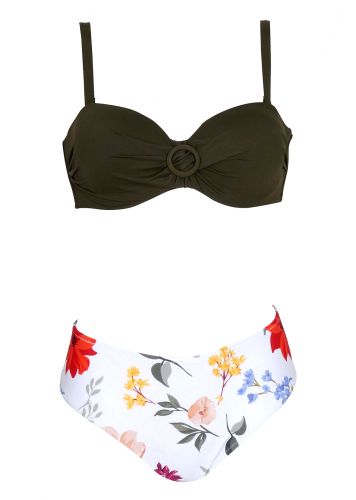 Set μαγιό σταθερή ενίσχυση bikini floral φαρδιά γραμμή. Καλύπτει C & D cup. Oversize Collection.